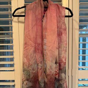 Merlot Red with Pink and Red Bouquet Sheer Scarf